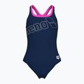 Women's one-piece swimsuit arena Logo Swim Pro navy/shocking pink