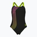 Children's one-piece swimsuit arena Sound Track Swim Pro Back black/artic lime