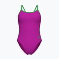 Ladies' one-piece swimsuit Arena Lace Back Solid very fuchsia/team green