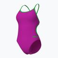 Ladies' one-piece swimsuit Arena Lace Back Solid very fuchsia/team green 3