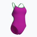 Ladies' one-piece swimsuit Arena Lace Back Solid very fuchsia/team green 4