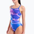 Ladies' one-piece swimsuit arena Earth Challange Back neon blue multi/neon blue/neon blue 4