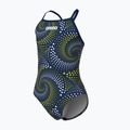 Children's one-piece swimsuit arena Fireflow Lightdrop Back navy/team navy yellow 3