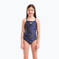 Children's one-piece swimsuit arena Fireflow Lightdrop Back navy/team navy yellow 5