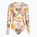 Women's one-piece swimsuit ROXY Playa Paradise Onesize Back Zip LS white viva la vida