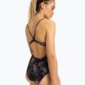 Women's one-piece swimsuit ROXY Active Basic Printed anthracite athletic hibiscus 3