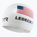 TYR Ledecky Silicone swimming cap white 3