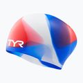 Swim cap TYR Tiedye Long Hair Multicolor Jr red/white/blue