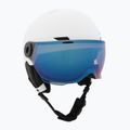 Children's ski helmet UVEX Rocket Visor Jr white/black matt/mirror blue/smoke