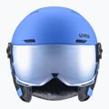 Children's ski helmet UVEX Rocket Visor Jr blue matt/mirror blue/smoke