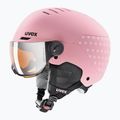 Children's ski helmet UVEX Rocket Visor Jr pink confetti matt/mirror silver/lasergold lite