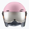 Children's ski helmet UVEX Rocket Visor Jr pink confetti matt/mirror silver/lasergold lite 2