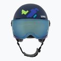 Children's ski helmet UVEX Rocket Visor Jr blue puzzle matt/mirror blue/smoke 2