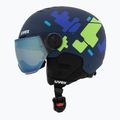 Children's ski helmet UVEX Rocket Visor Jr blue puzzle matt/mirror blue/smoke 3