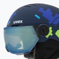 Children's ski helmet UVEX Rocket Visor Jr blue puzzle matt/mirror blue/smoke 8