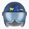 Children's ski helmet UVEX Rocket Visor Jr blue puzzle matt/mirror blue/smoke 2