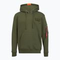 Men's Alpha Industries Red Stripe Hoodie dark green