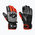 Children's ski gloves Reusch Worldcup Warrior GS black/silver/fluo red