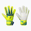 Children's goalkeeper gloves Reusch Attrakt Solid Junior safety yellow/blue