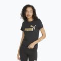 Women's PUMA ESS+ Metallic Logo Tee puma black/gold foll