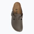 BIRKENSTOCK flip-flops Boston NL Narrow smooth leather concrete gray 5
