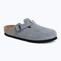 Slides BIRKENSTOCK Boston Suede Leather stone blue