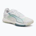 Women's handball shoes PUMA Accelerate Nitro SQD 4 Game On puma white/baltic sea blue/fresh water