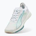 Women's handball shoes PUMA Accelerate Nitro SQD 4 Game On puma white/baltic sea blue/fresh water 10