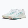 Women's handball shoes PUMA Accelerate Nitro SQD 4 Game On puma white/baltic sea blue/fresh water 11