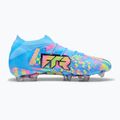 Football boots PUMA Future 9 Ultimate Advanced Level FG puma white/blue glimmer/pink glimmer/yellow alert 2