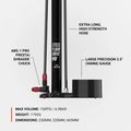 Lezyne Steel HV Floor Drive 3.5 100psi flat black bicycle pump 4