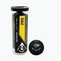 Squash balls Dunlop Pro 2 yellow dots 3 pcs. black