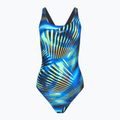 Speedo Printed Medalist women's one-piece swimsuit black/blue