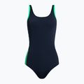 Speedo Boom Logo Splice Muscleback women's one-piece swimsuit navy blue-green 68-12900