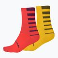 Men's Endura Coolmax Stripe 2-pack cycling socks pomegranate