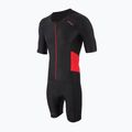 Men's ZONE3 Activate Short Sleeve Full Zip Triathlon Suit black/red