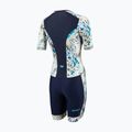 Women's triathlon suit ZONE3 Activate+ Short Sleeve Trisuit sand storm/navy/sand 2