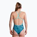 Women's one-piece swimsuit ZONE3 Strap Back teal tie dye 5