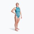 Women's one-piece swimsuit ZONE3 High Neck Costume teal tie dye 4
