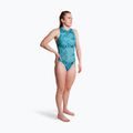 Women's one-piece swimsuit ZONE3 High Neck Costume teal tie dye 6