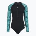 Women's one-piece swimsuit ZONE3 Long Sleeve teal tie dye