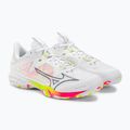 Men's badminton shoes Mizuno Wave Claw Neo 2 white / lunar rock / high vis pink 5