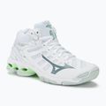 Women's volleyball shoes Mizuno Wave Voltage Mid white/glacial ridge/patina green