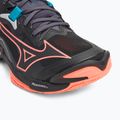 Mizuno Wave Lightning Z8 volleyball shoes black/neon flame/peacock blue 7