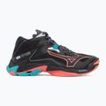 Volleyball shoes Mizuno Wave Lightning Z8 Mid black/neon flame/peacock blue 2