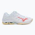 Women's volleyball shoes Mizuno Wave Voltage 2 white/calypso coral/pale banana 2