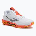 Mizuno Wave Stealth 6 handball shoe white/fiery coral 2/citrus