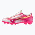 Children's football boots Mizuno Alfa III Select Jr FG white/fuchsia purple