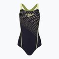 Speedo Medley Logo Medalist women's one-piece swimsuit navy blue and yellow 8-1347406876