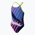Speedo Placement Lane Line Back cerulean blue/flare pink/bitter lime/bolt children's one-piece swimsuit 2